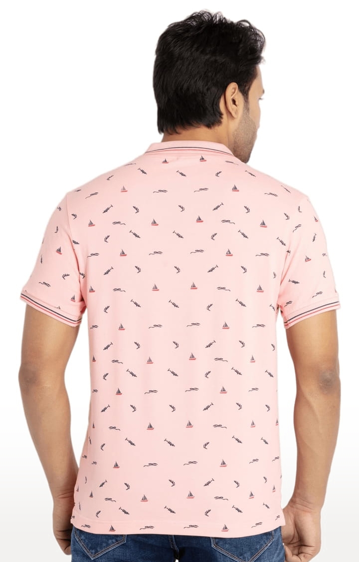 Status Quo | Men's Pink Cotton Printeded Polo T-Shirts 2