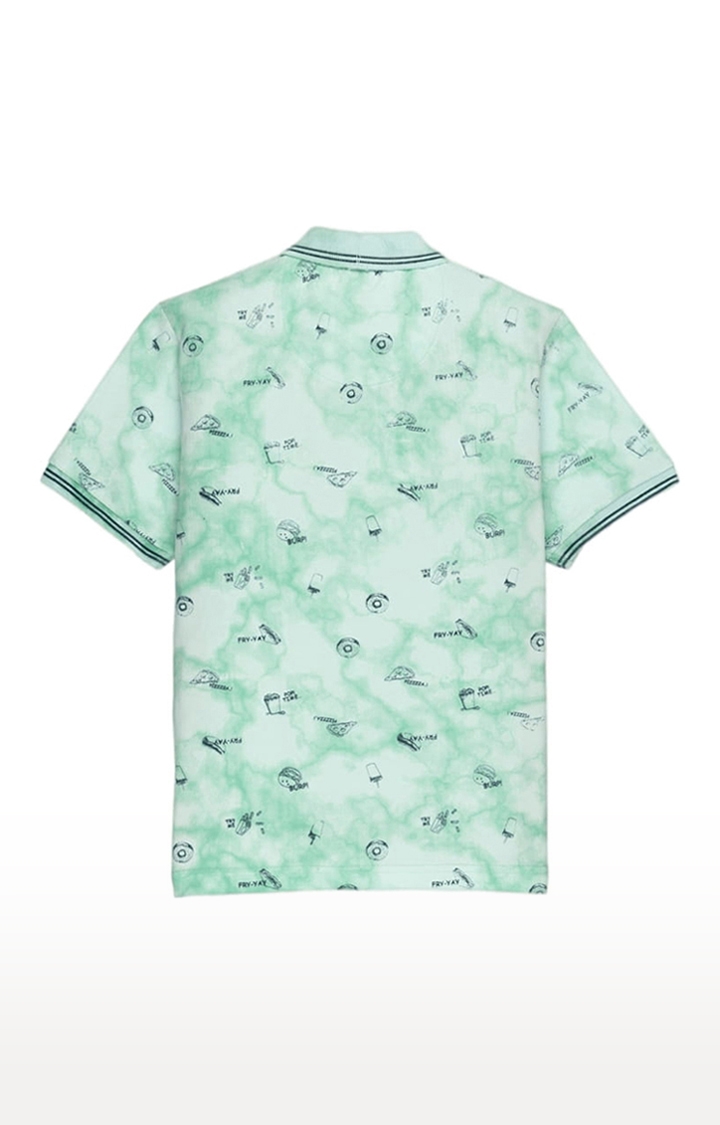 Status Quo | Boys Green Cotton Printeded Polo T-Shirts 1