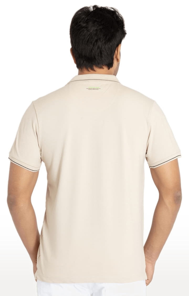Status Quo | Men's Beige Cotton Solid Polo T-Shirts 2