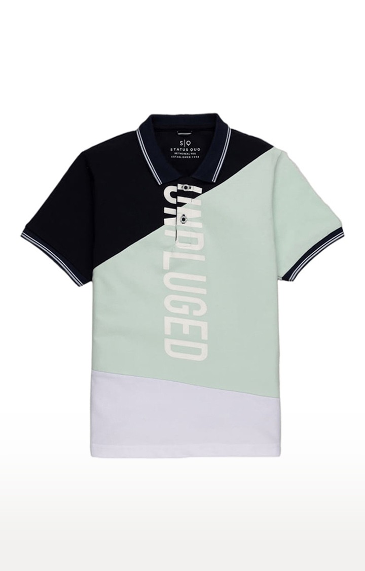 Boys Multicolor Cotton Colourblock Polo T-Shirts