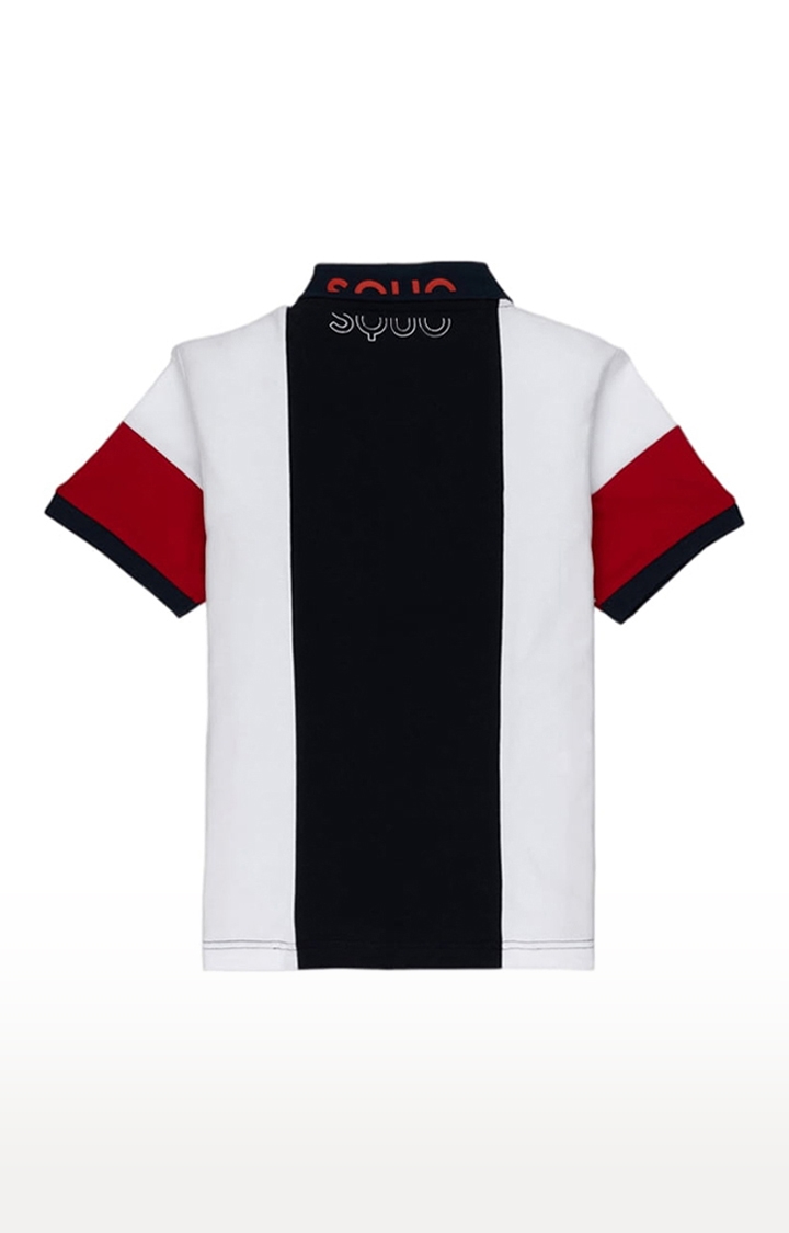 Status Quo | Boys Navy and White Cotton Colourblock Polo T-Shirts 1