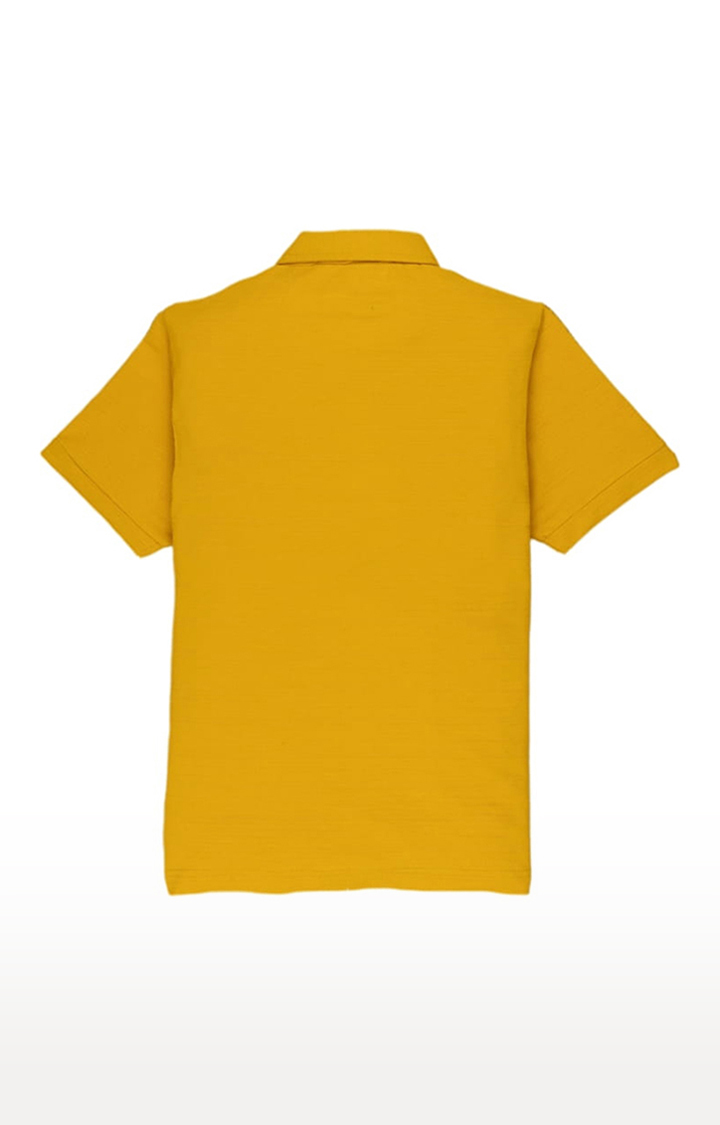 Boys Mustard Polycotton Colourblock Polo T-Shirts
