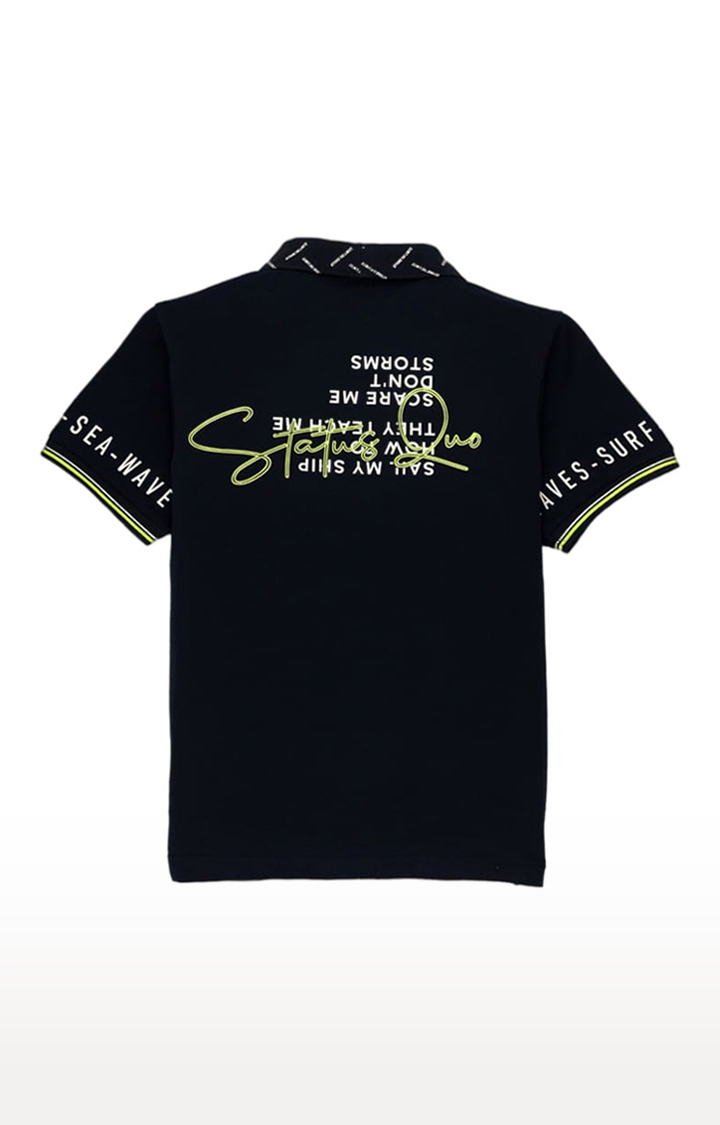 Boys Black Cotton Solid Polo T-Shirts