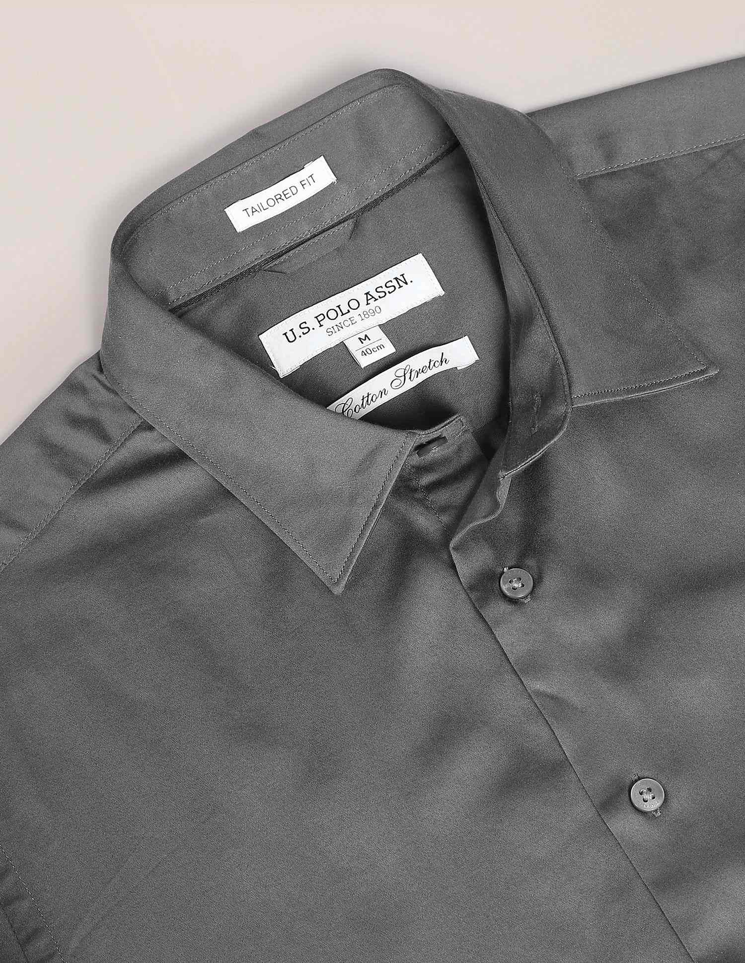 U.S.POLO MENS CASUAL SHIRT F/S USSHT1679 DK. GREY