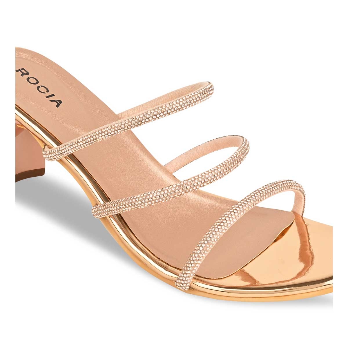Rocia | Rocia By Regal Rose Gold Women Diamante Strap Sandals 5