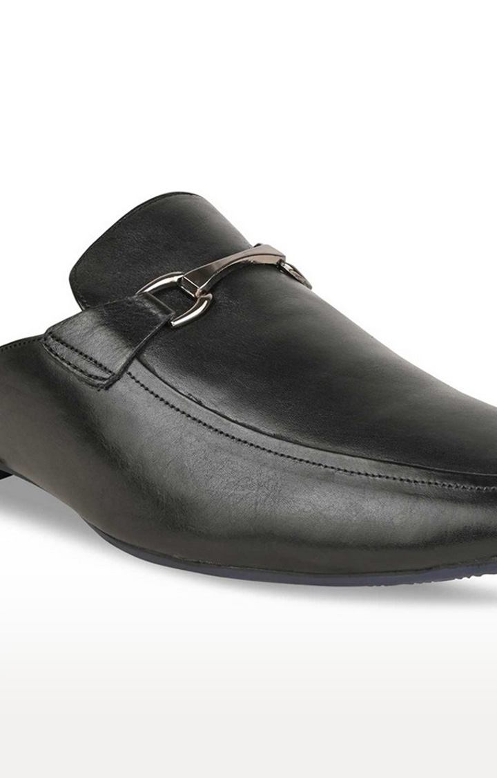 Men's Black Leather Mules