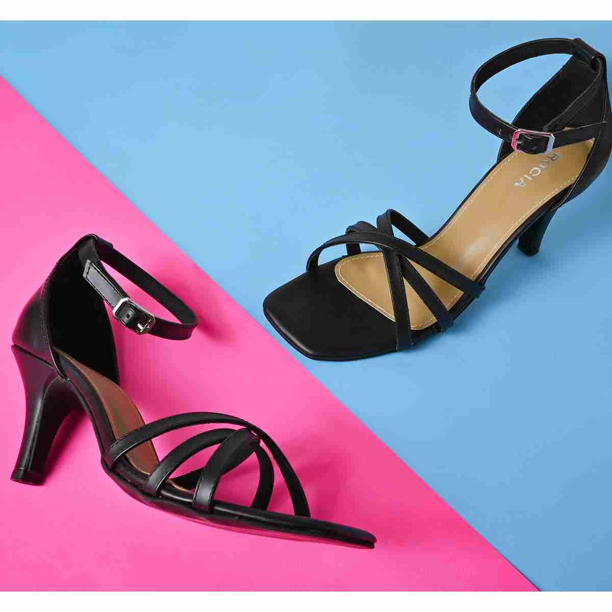 INC Womens Black Comfort Strappy Reggae Square Toe Stiletto Lace-Up Heeled M