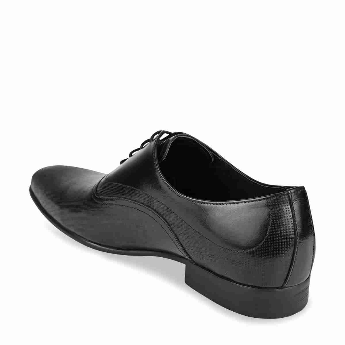 Imperio Black Men Textured Leather Formal Lace Ups