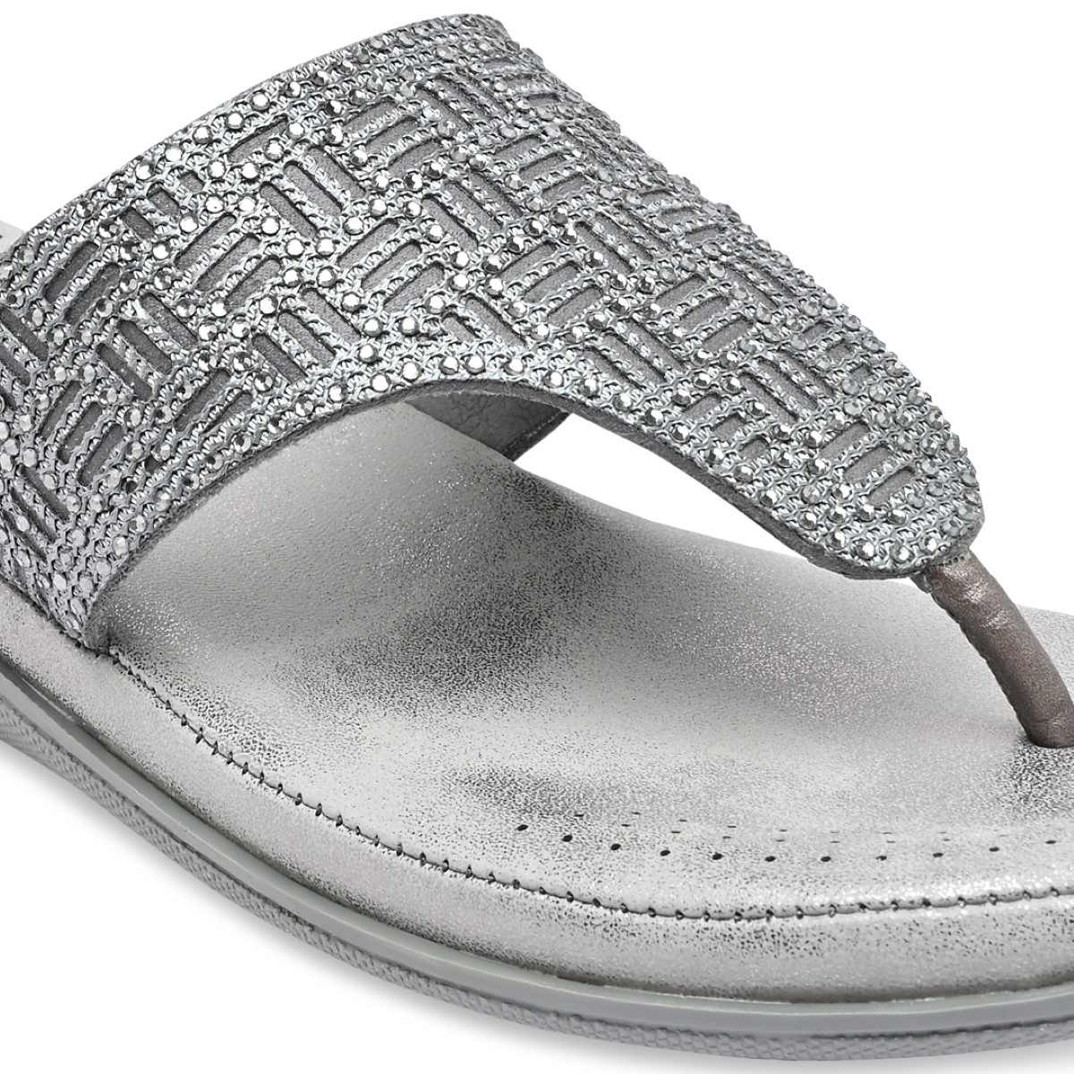 Rocia By Regal Gun Metal Women Comfort Embellished Flats