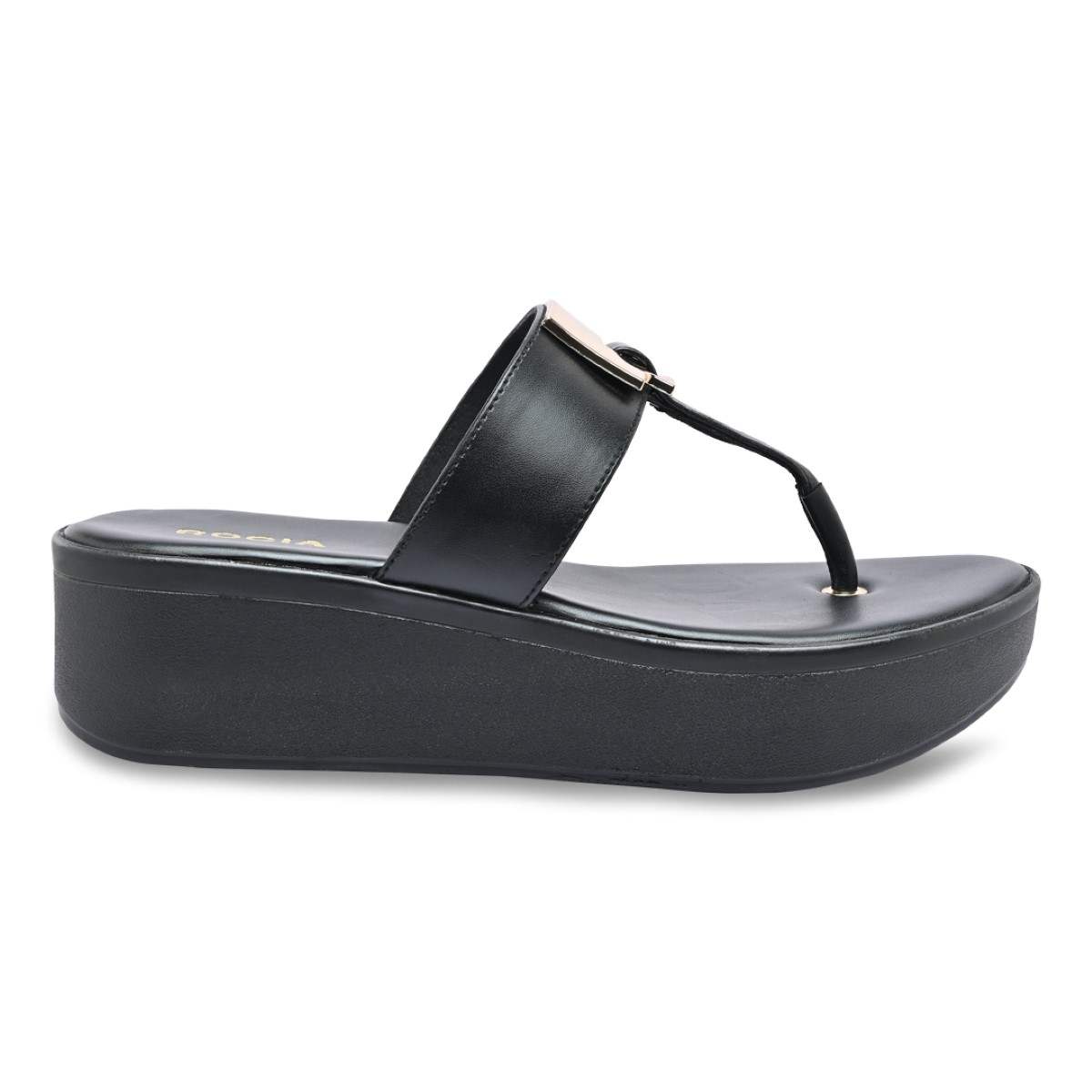 Rocia By Regal Black Women Casual Wedge Sandals