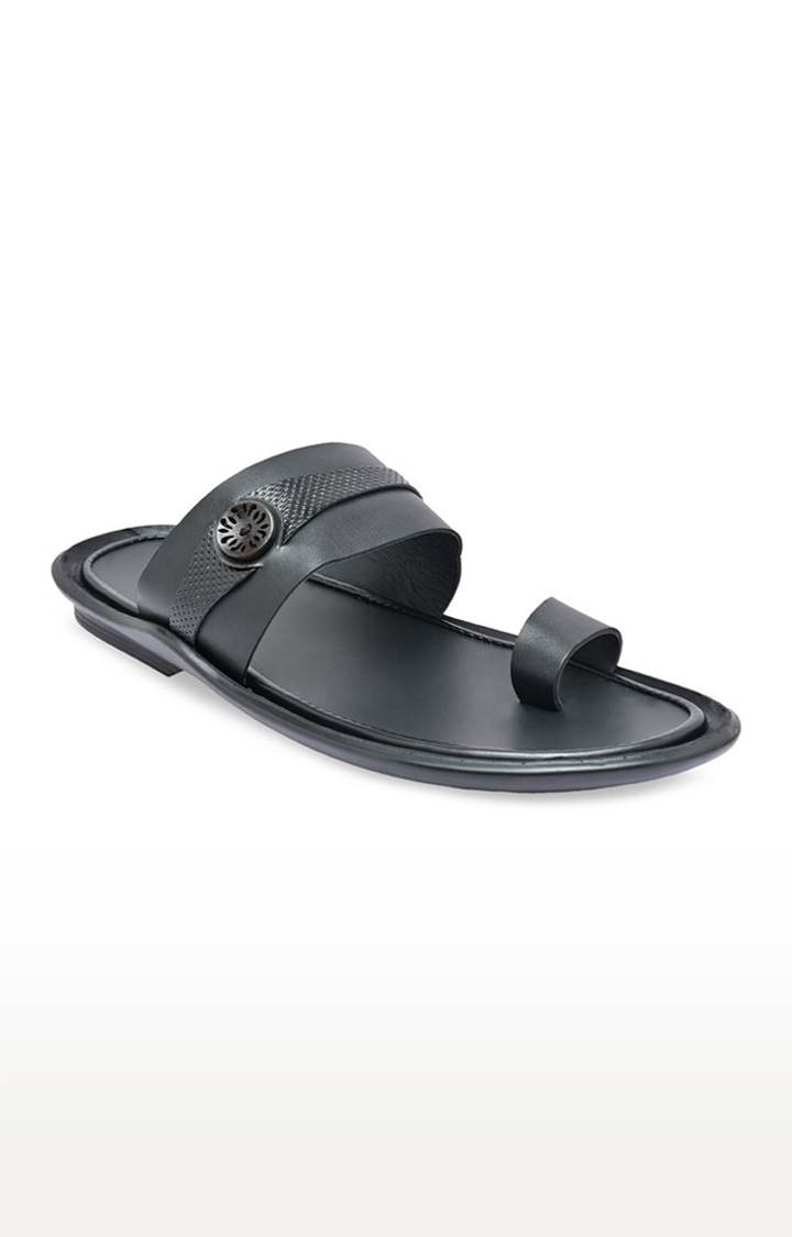 Men's Black Leather Sandals