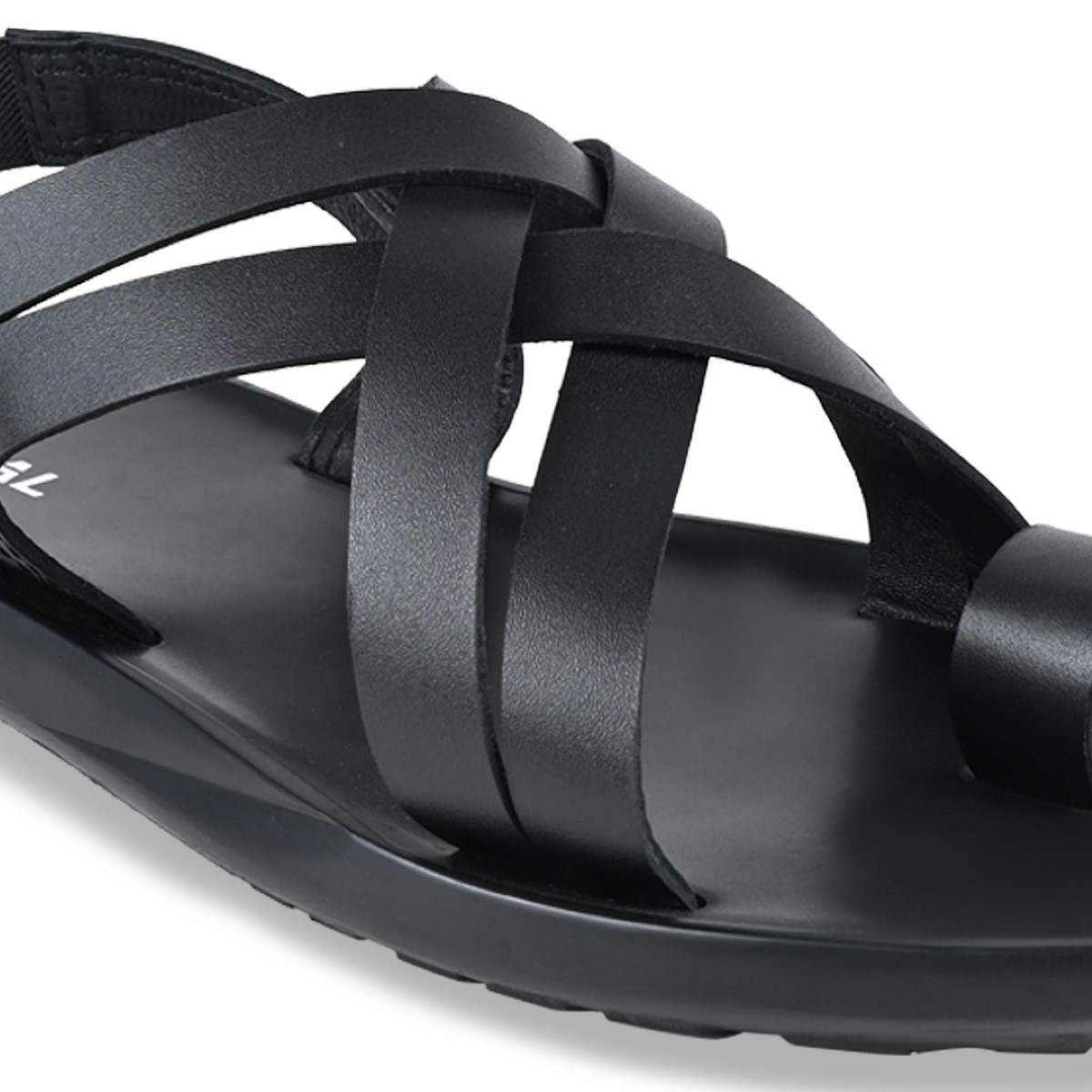 Regal Black Men Strappy Leather Sandals