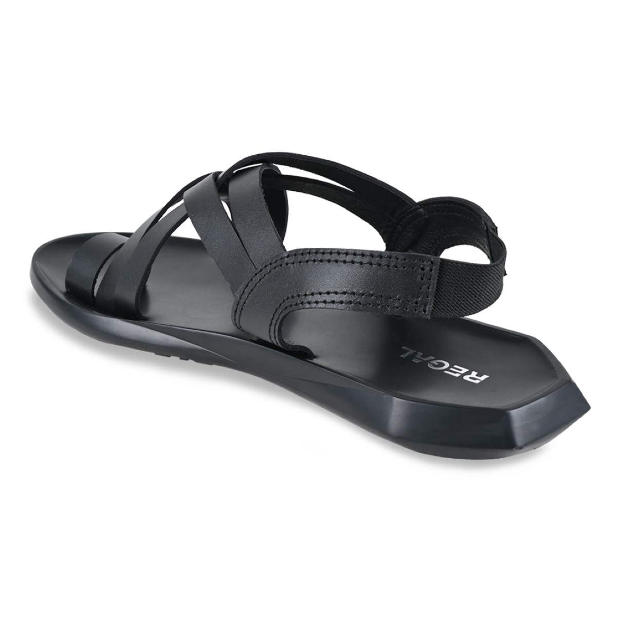 Regal Black Men Strappy Leather Sandals