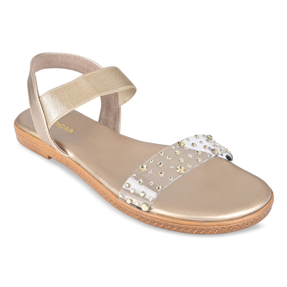 Regal By Rocia Gold Women Vinyl Studded Flats