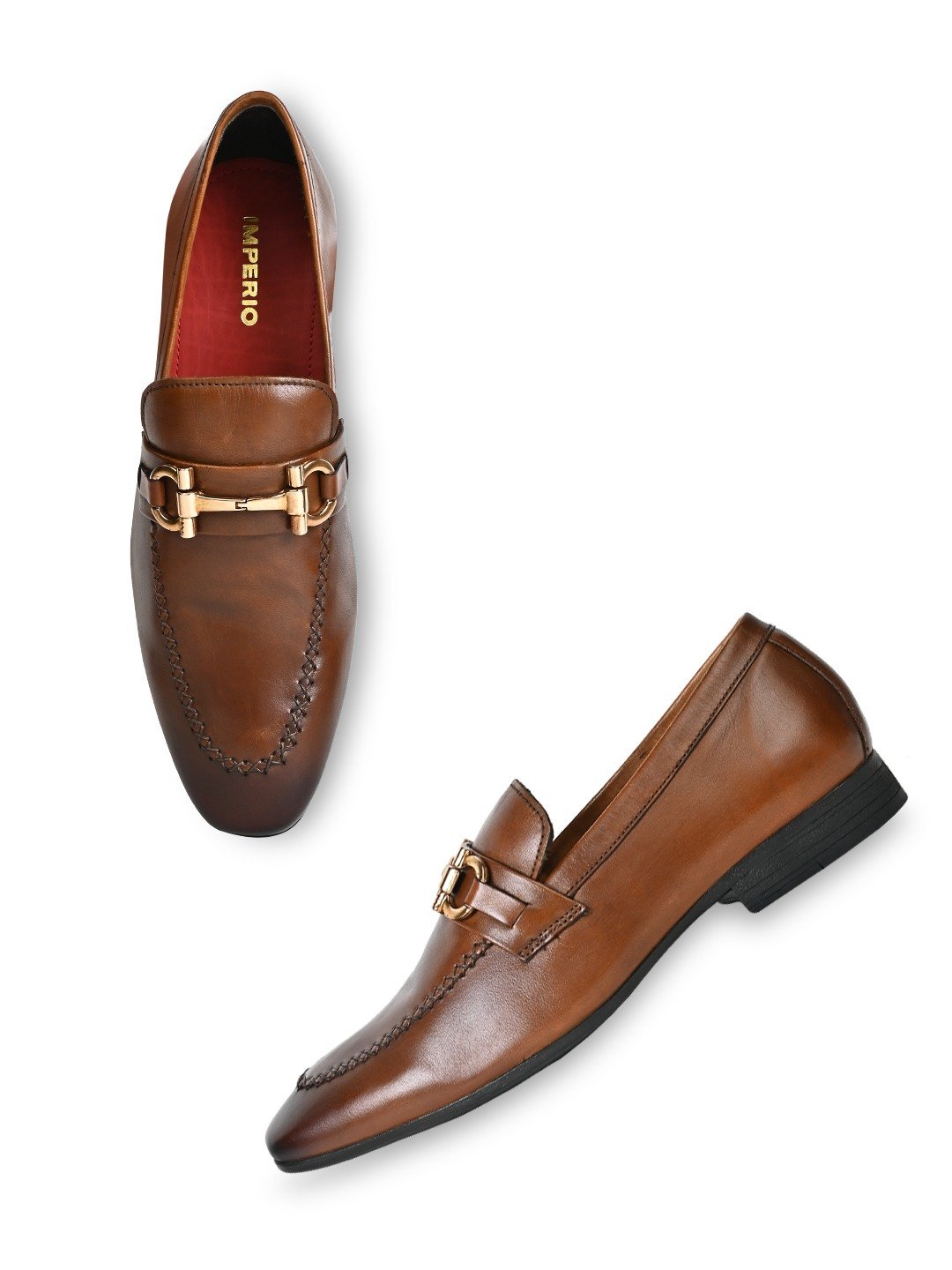 Imperio By Regal Tan Mens Formal Leather Buckled Slip Ons