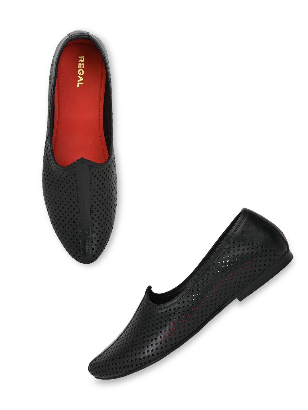 Regal Black Men Leather Mojris