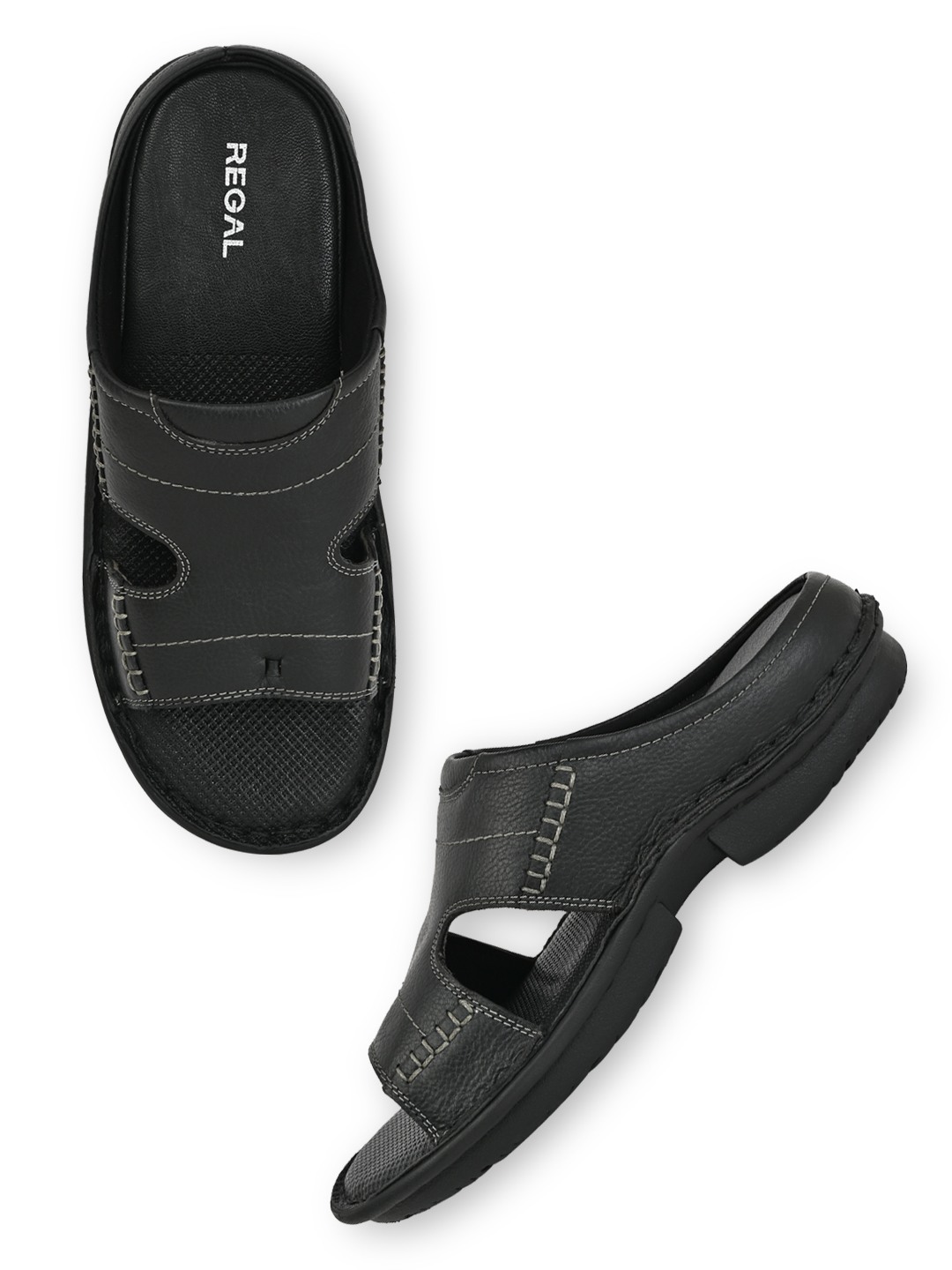 Regal Black Men Leather Sandals