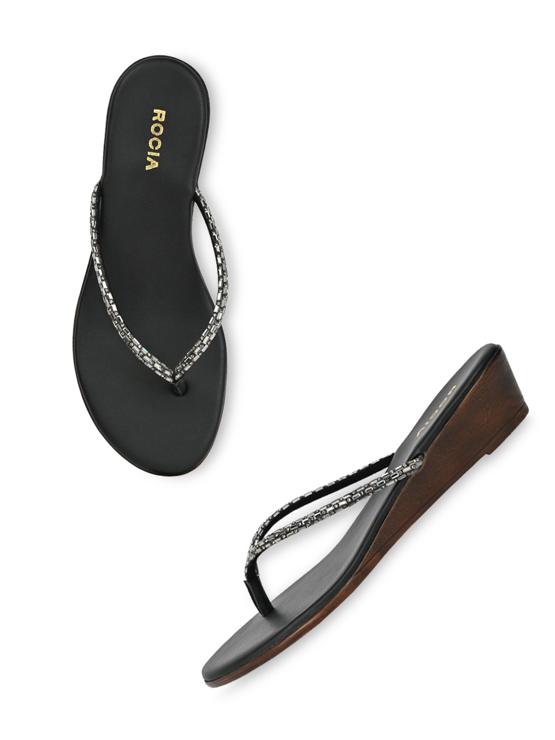 Rocia By Regal Black Women Diamante Wedges