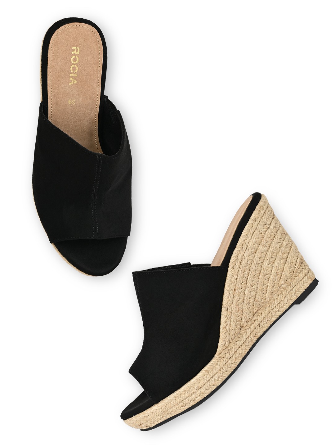 Rocia By Regal Black Women High Heel Suede Espadrilles