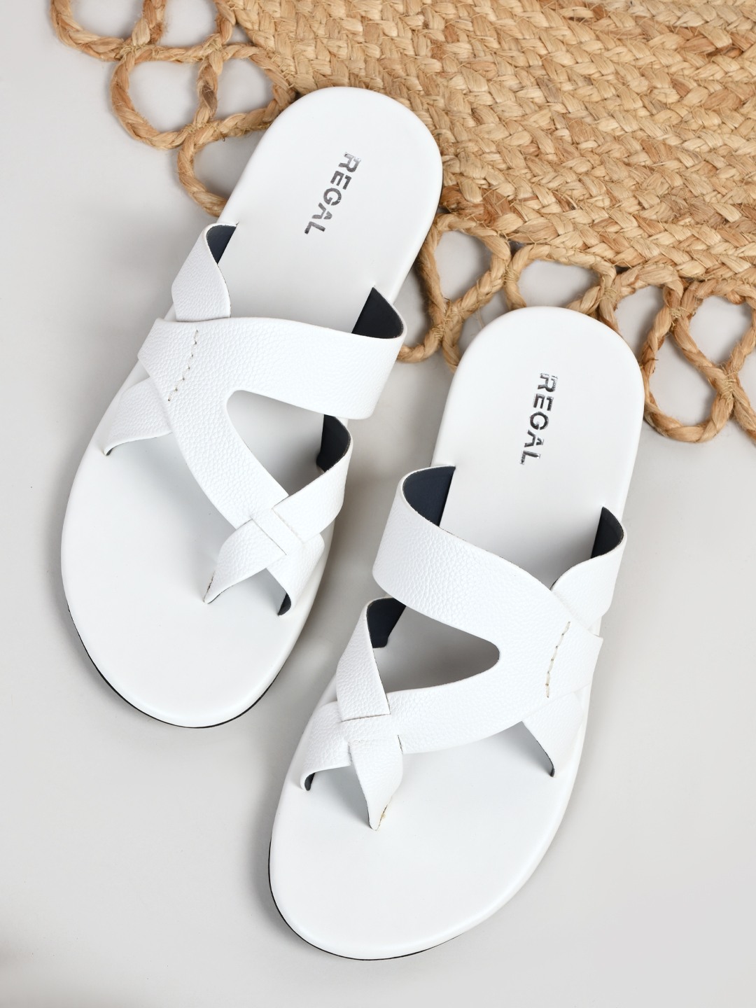 Regal White Men Leather Sandals
