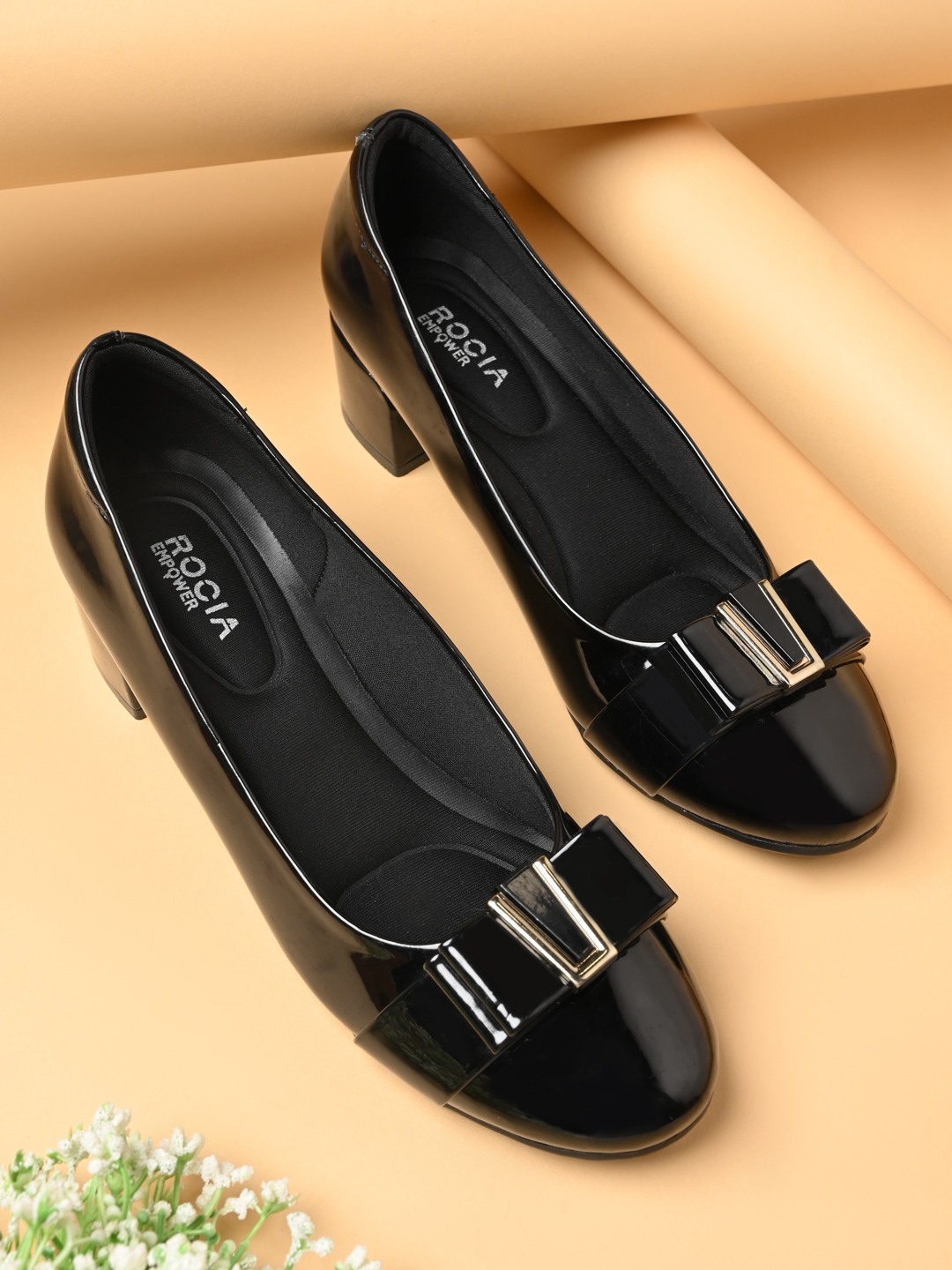 Rocia By Regal Black Women Bow Embellished Pumps
