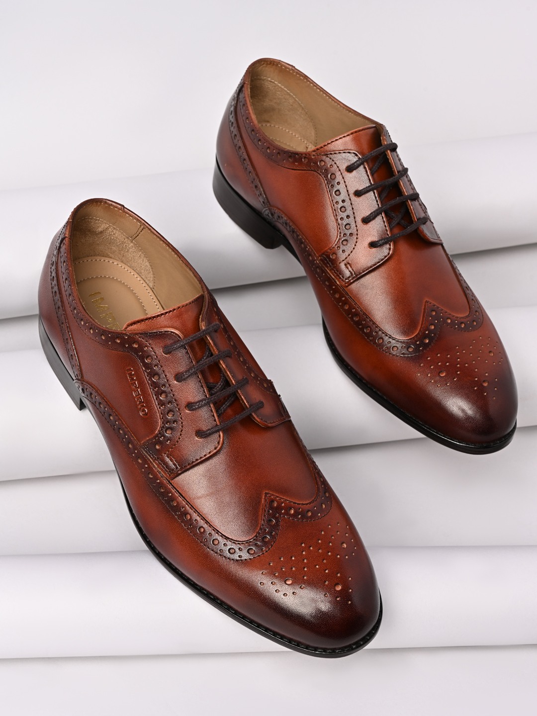 Imperio By Regal Tan Men Leather Lace Up Brogues