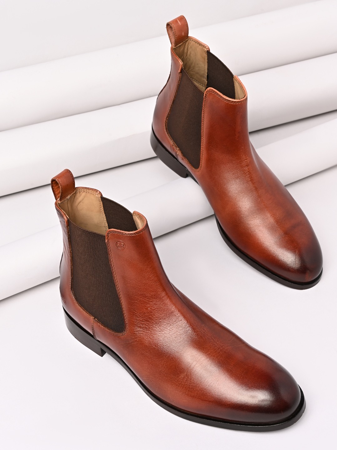Imperio By Regal Tan Men Chelsea Leather Boots