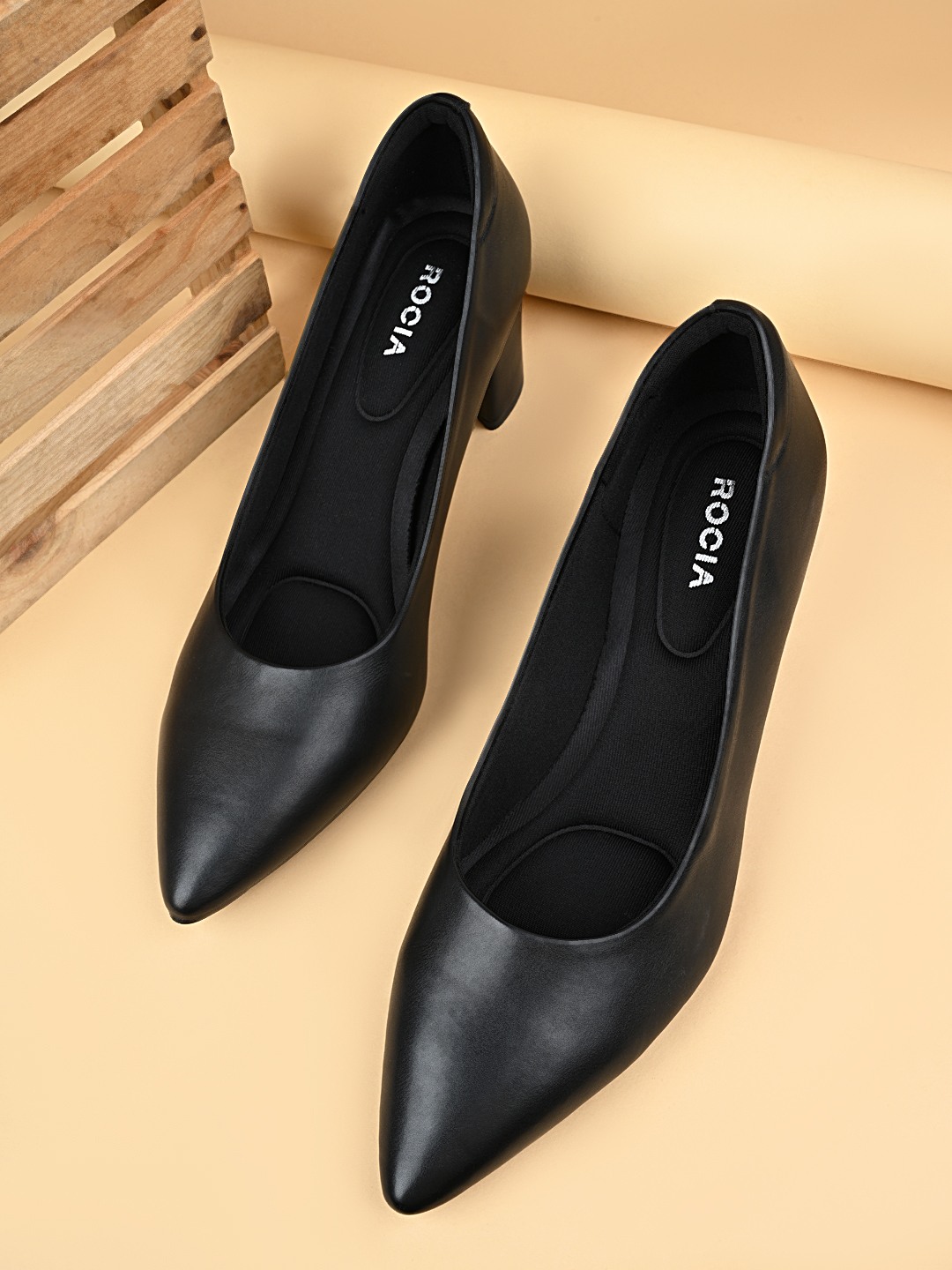 Rocia By Regal Black Women Classic Block Heel Pumps