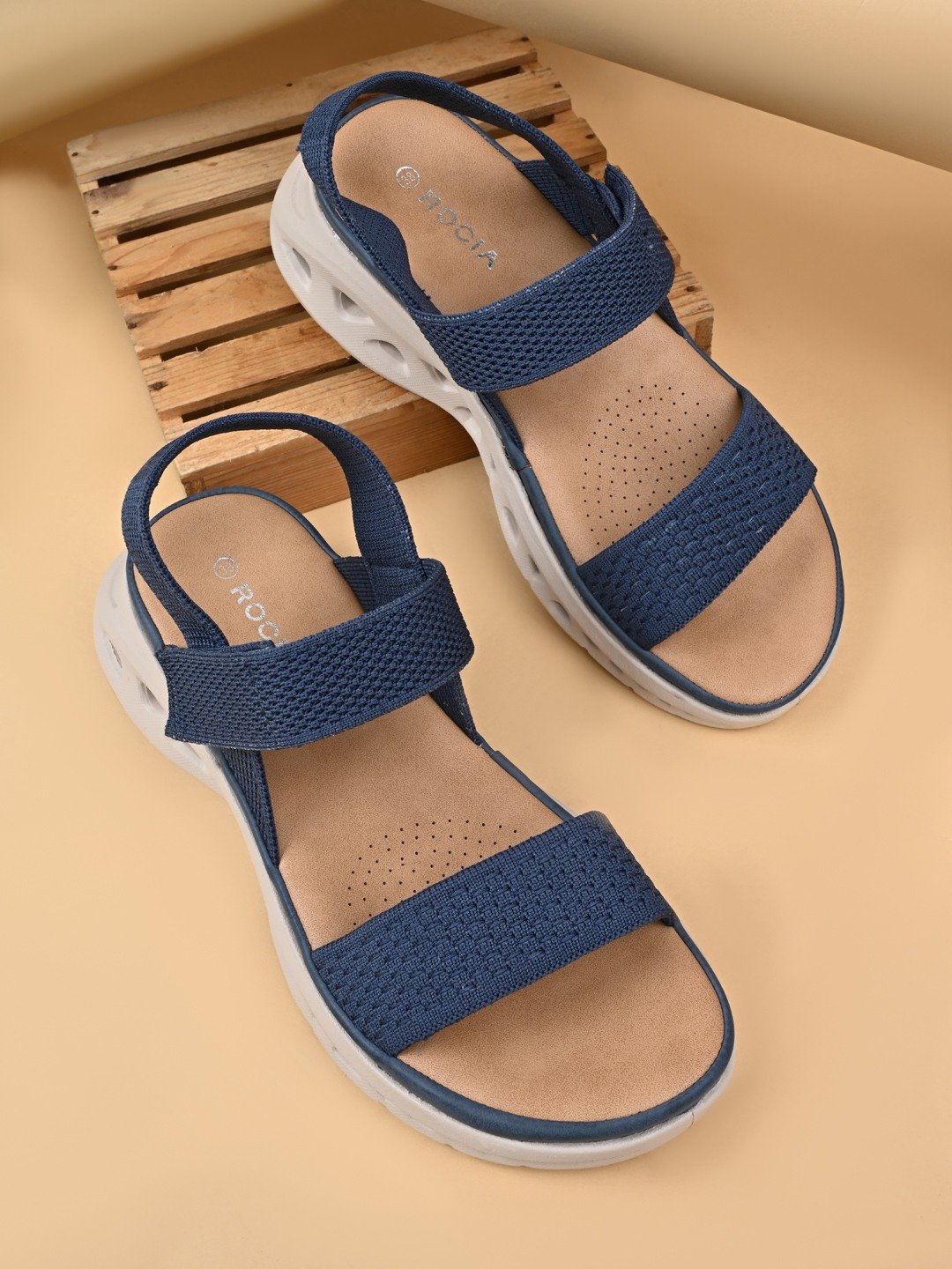 Rocia By Regal Blue Women Stylish Sole Comfort Flat Sandals