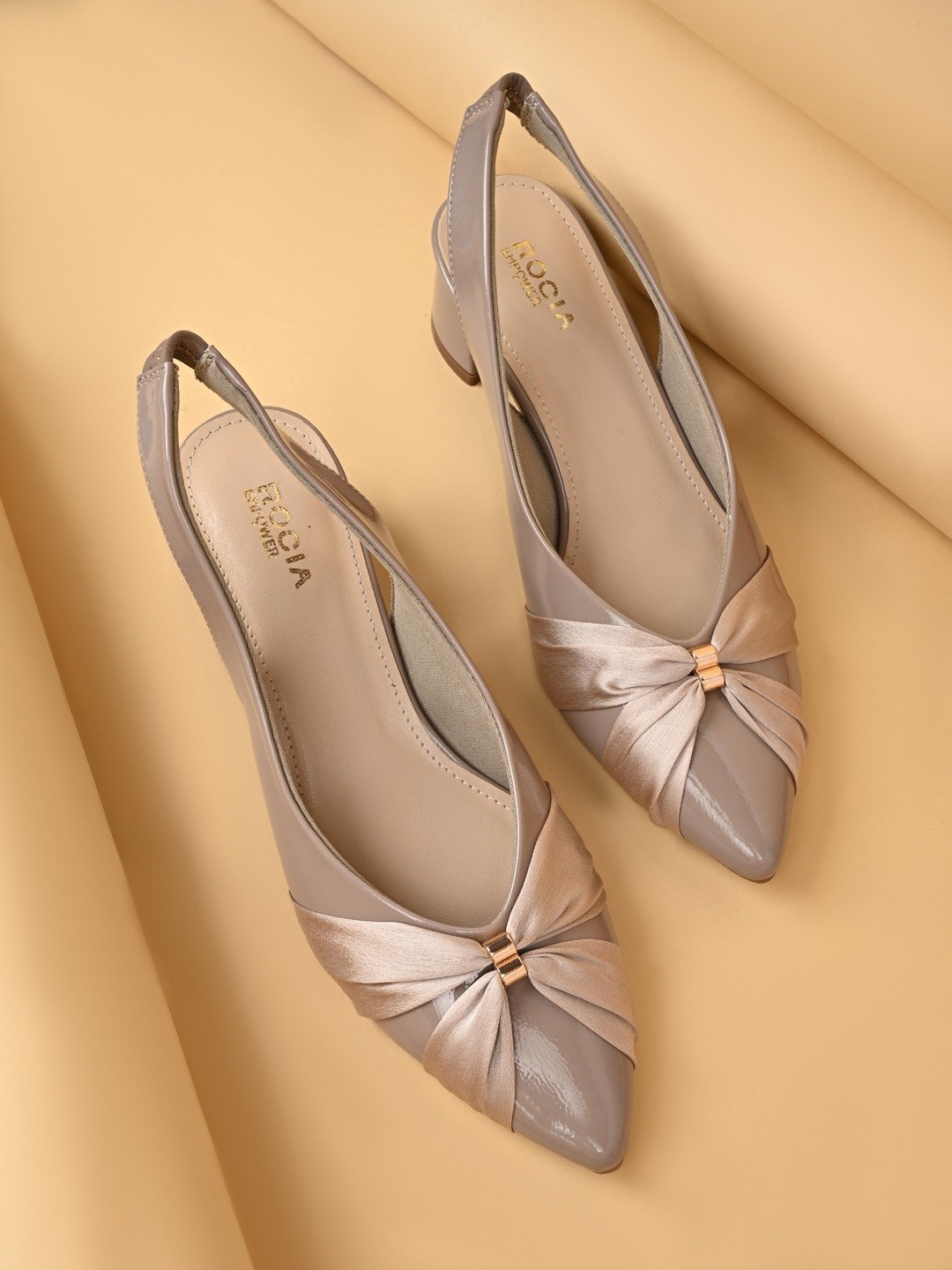 Empower By Rocia Beige Women Stylish Block Heel Sling Backs