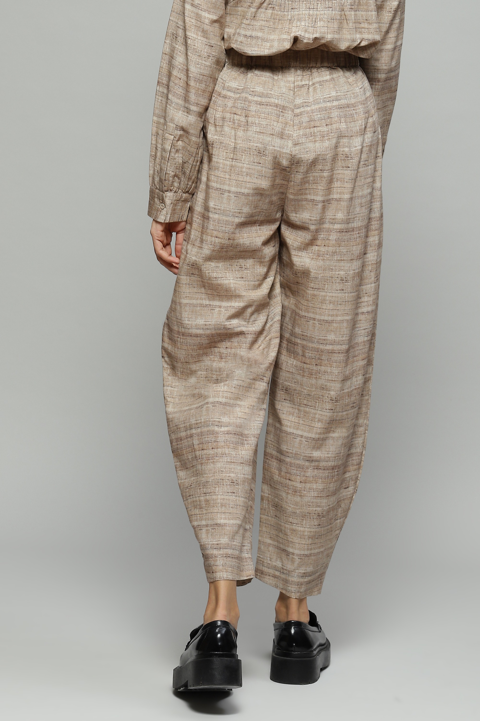 Beige Tussar Print Pant