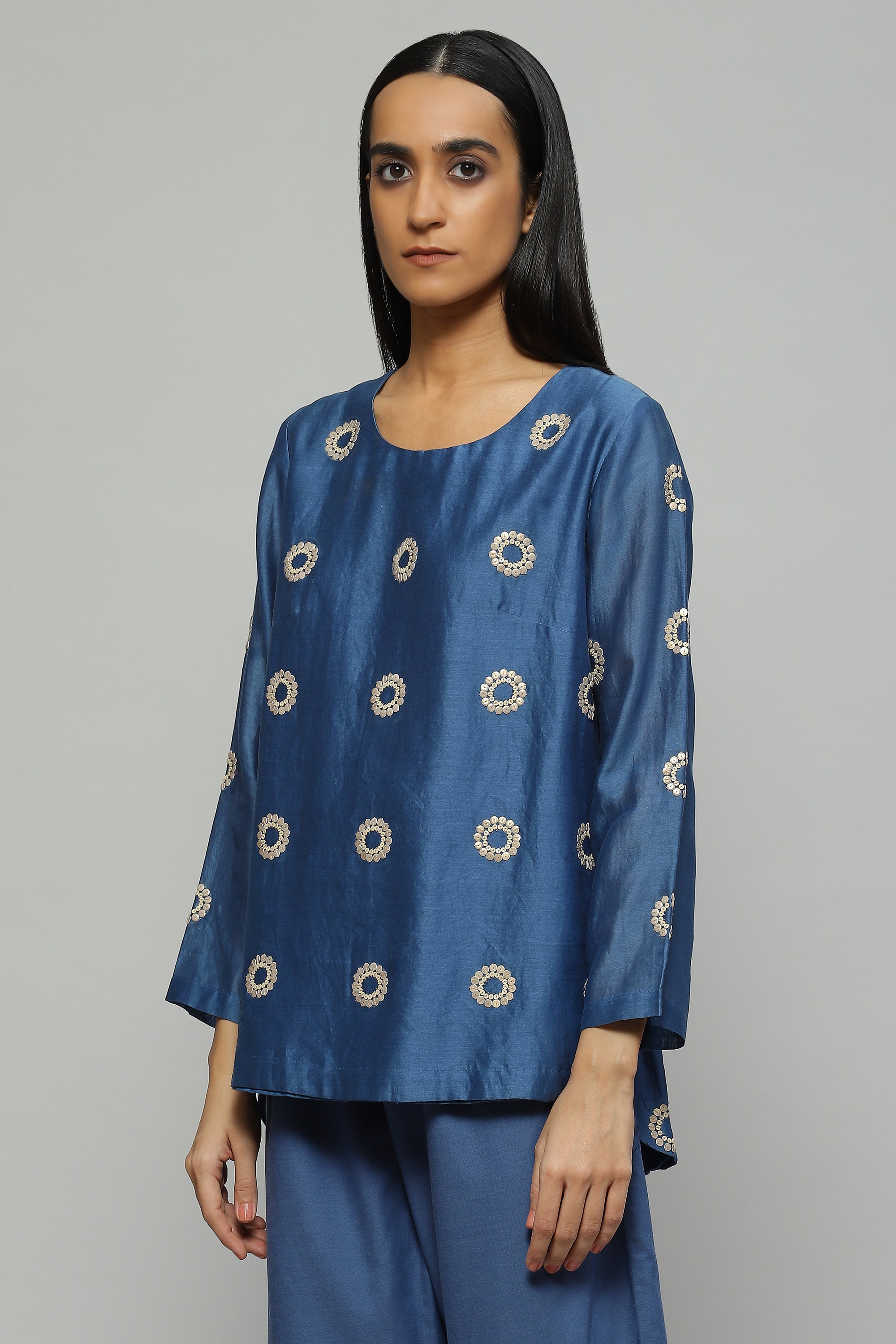 Silk Cotton Sequinned Top