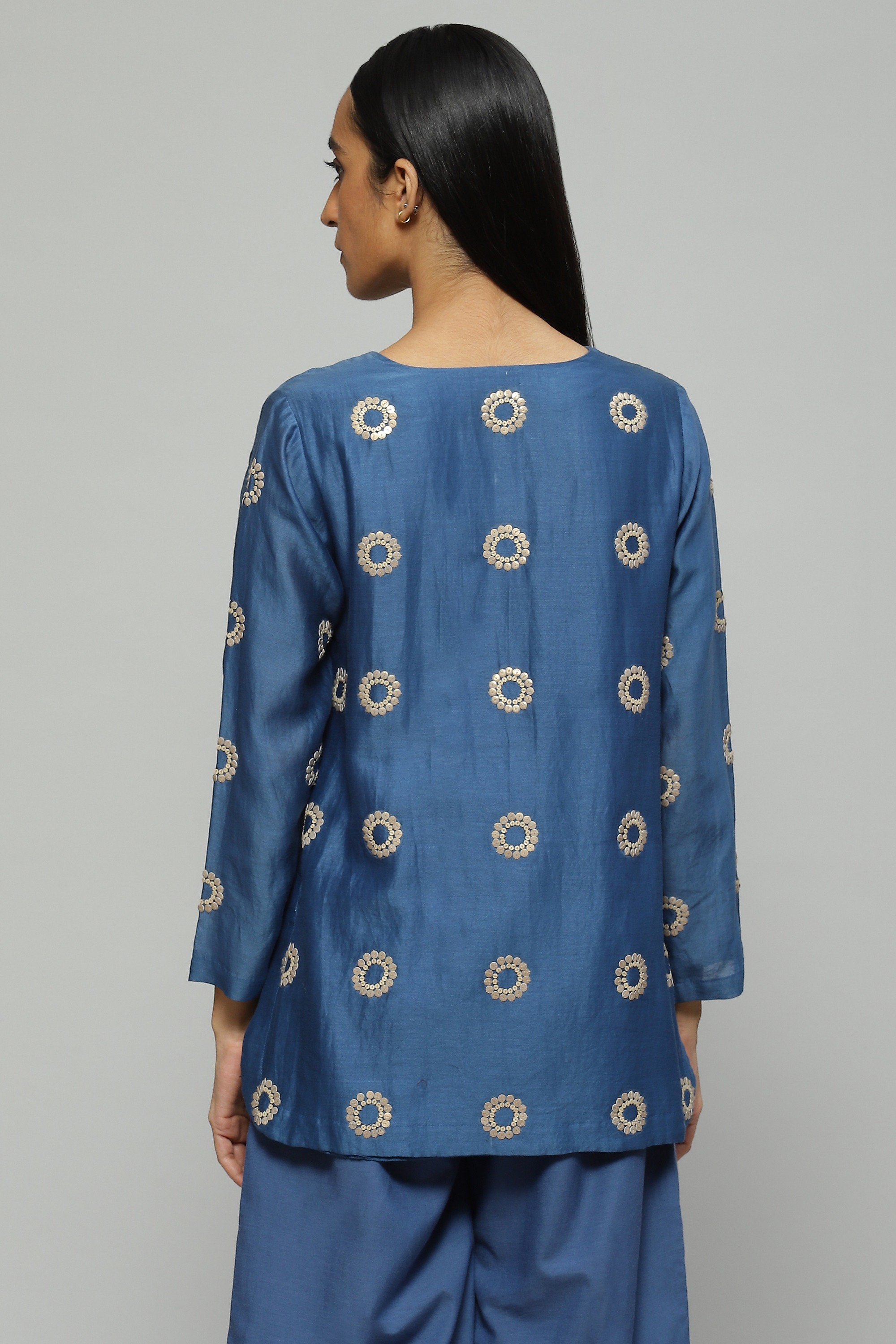 Silk Cotton Sequinned Top