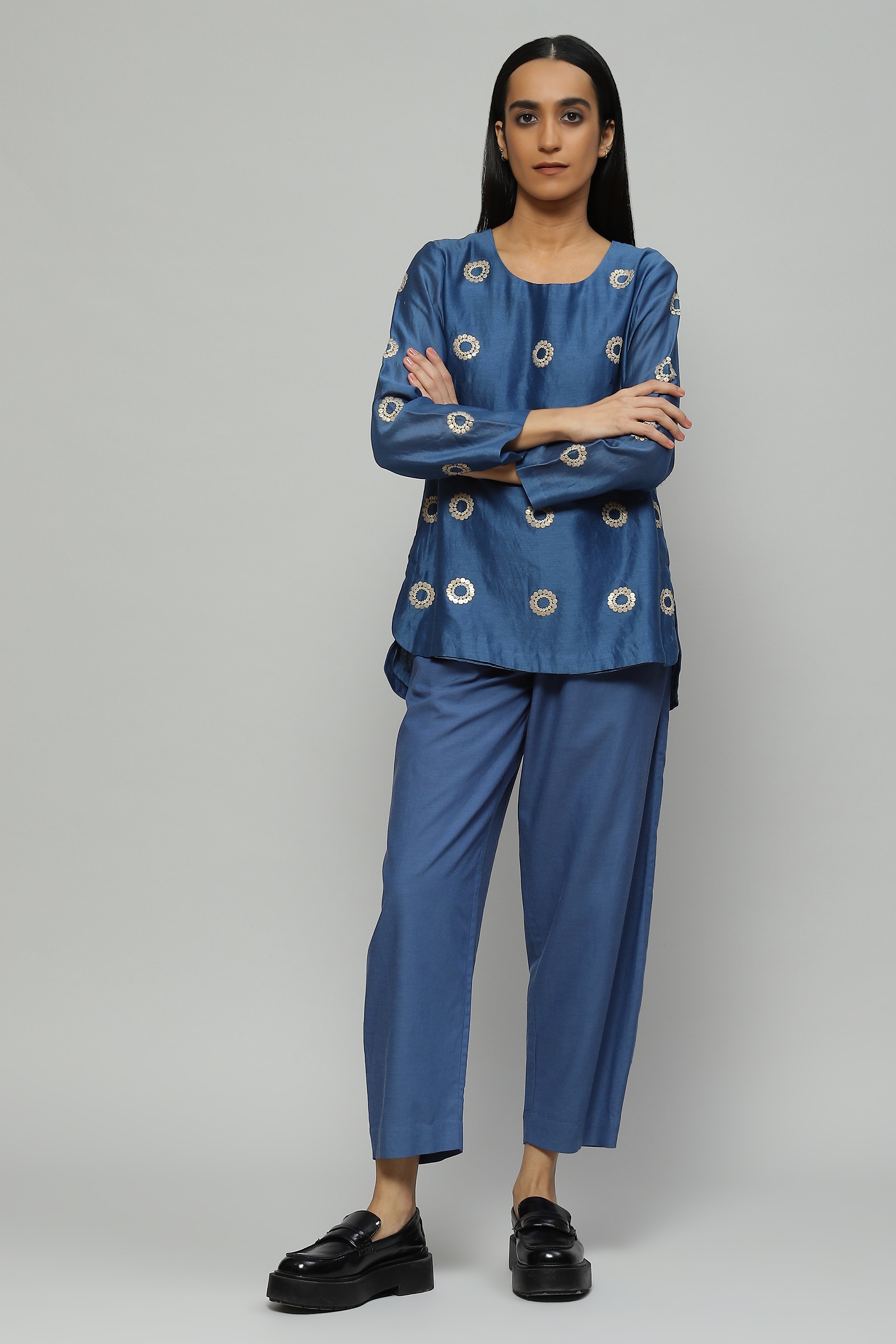 Silk Cotton Sequinned Top