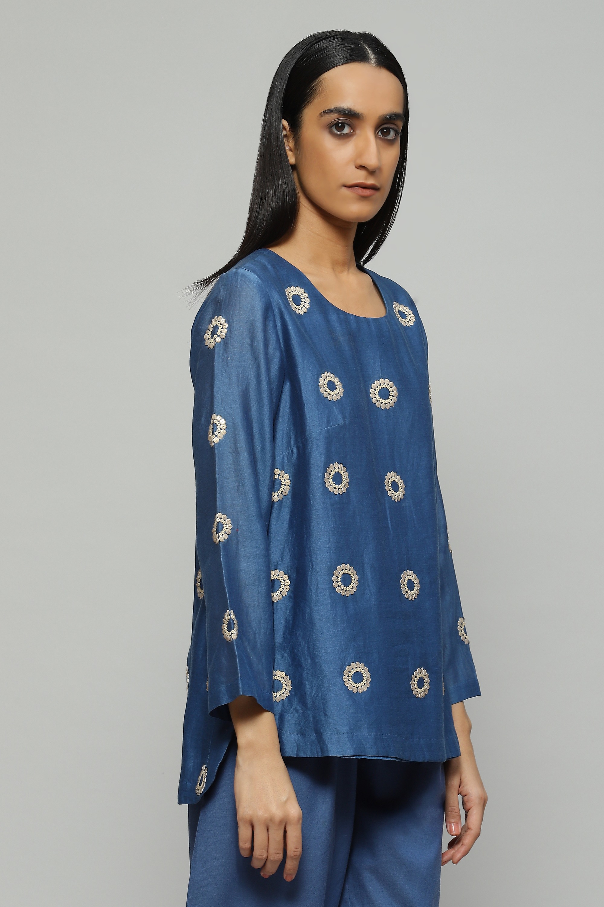 Silk Cotton Sequinned Top