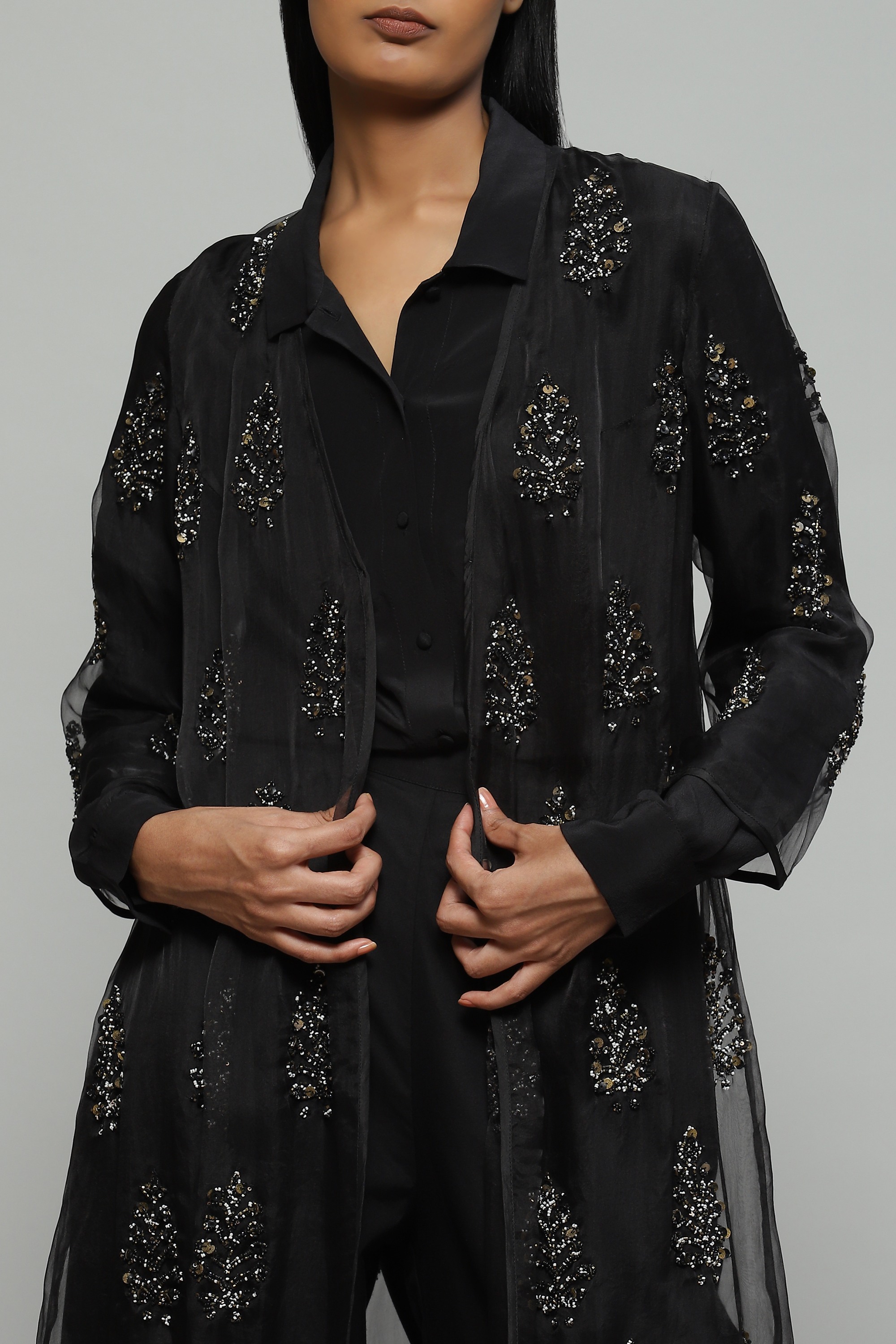 Sequinned Silk Organza Jacket