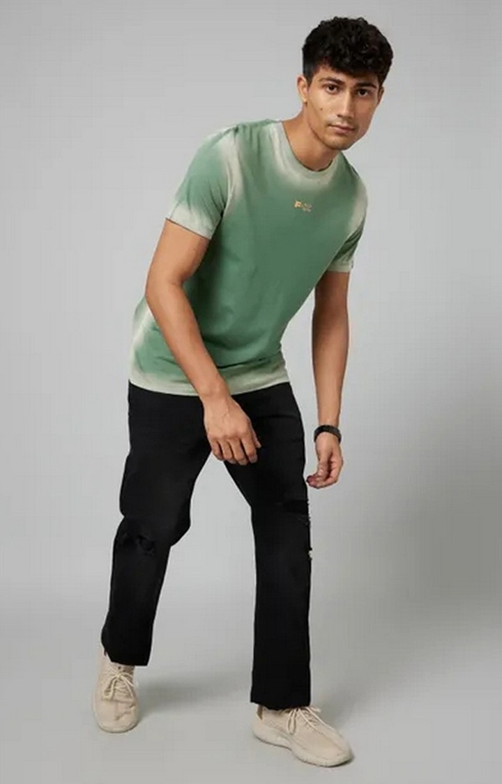 Men's Green Cotton Tie Dye T-Shirt
