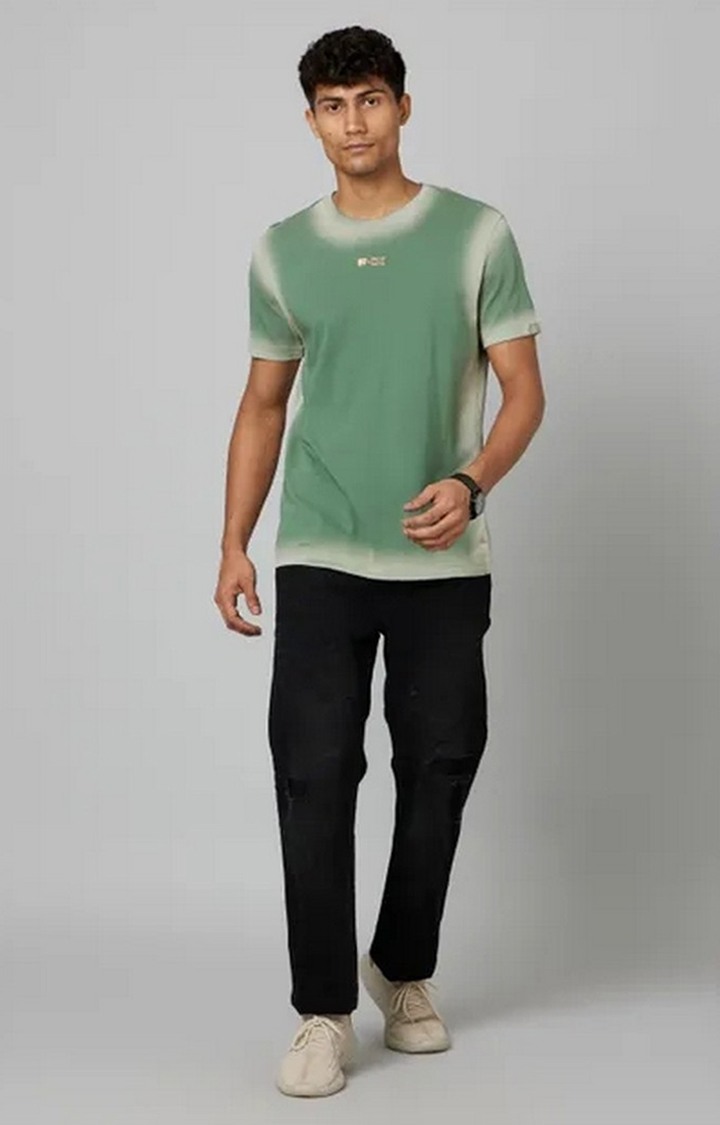 Men's Green Cotton Tie Dye T-Shirt