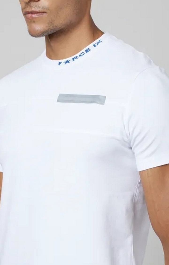 Men's White Cotton Solid T-Shirt