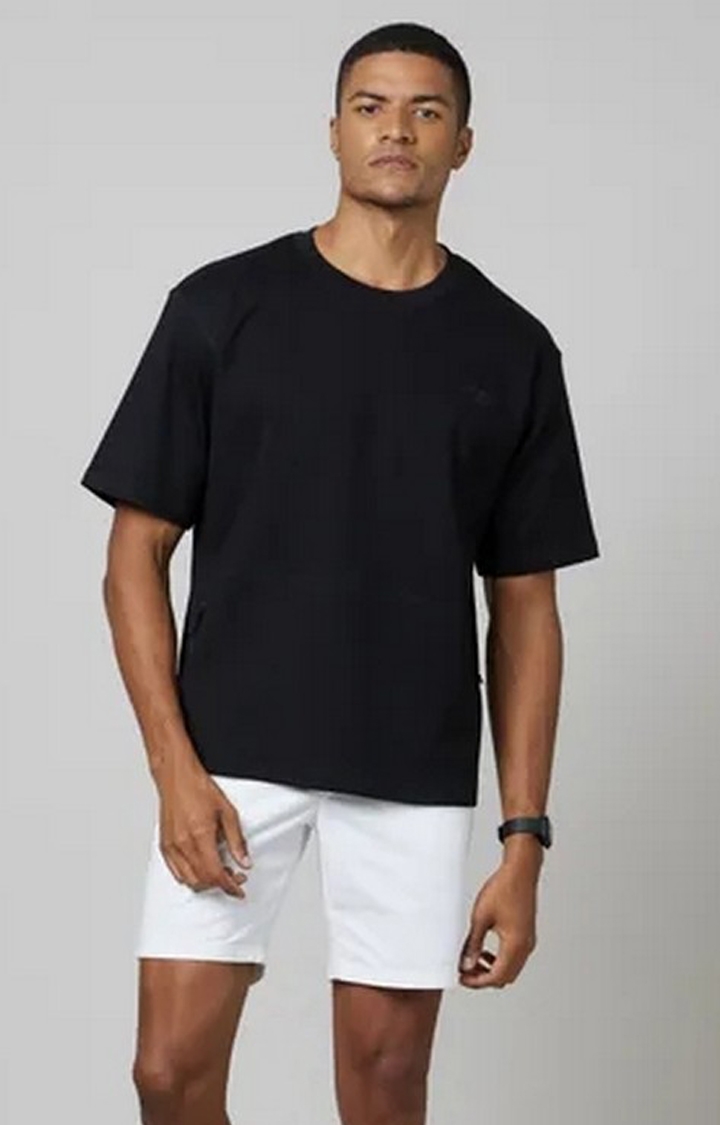 FORCE IX | Men's Black Cotton Solid T-Shirt