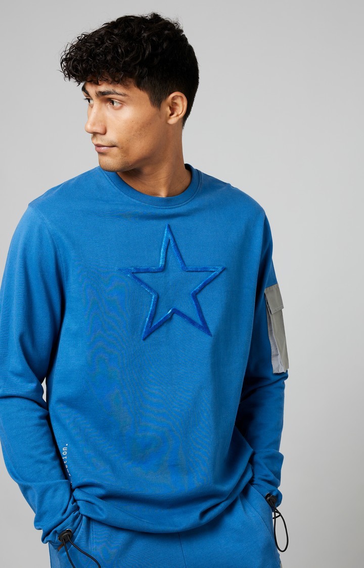 Solid best sale blue sweatshirt