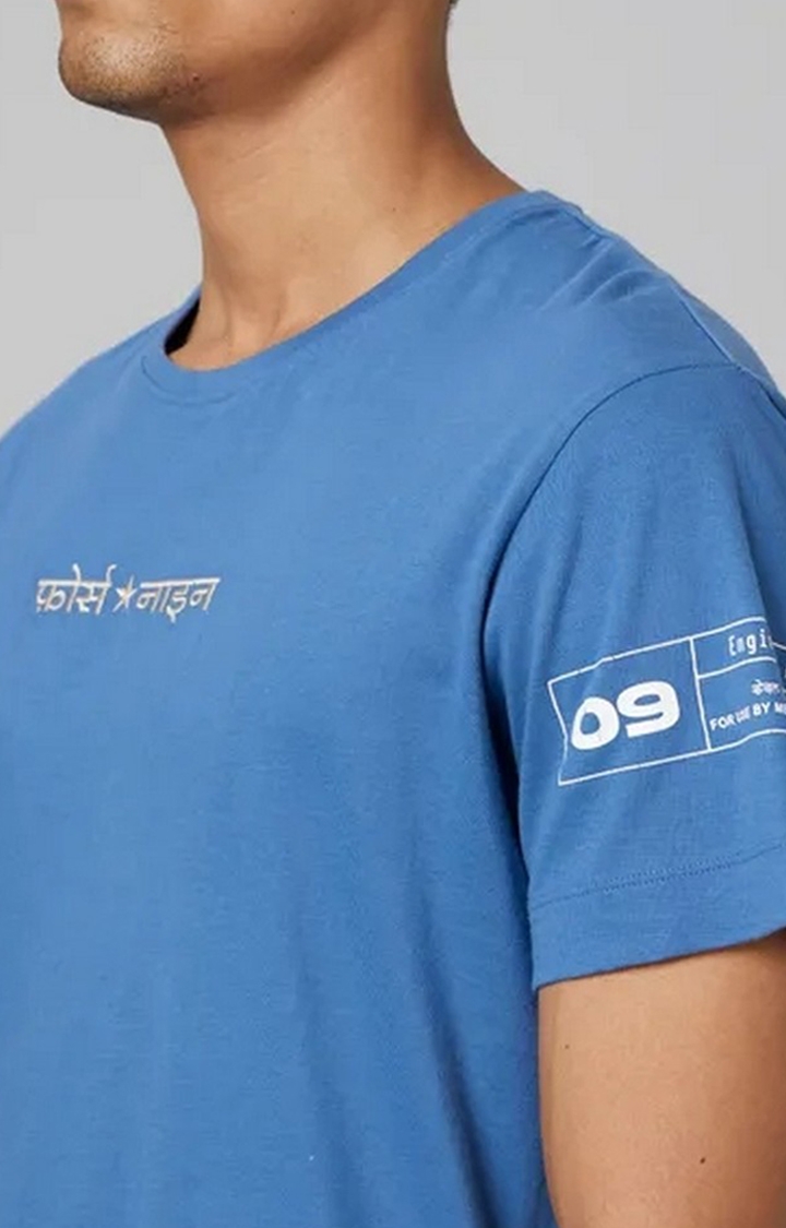 Men's Dark Blue Cotton Solid T-Shirt