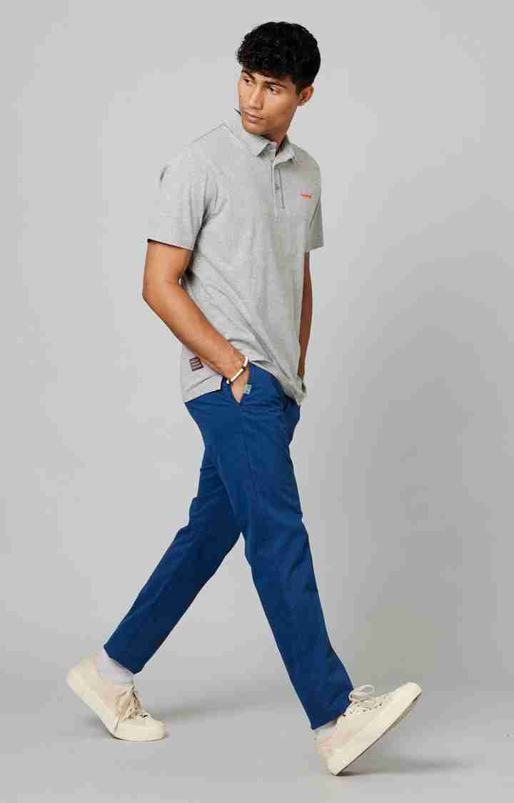 Men's Dazzling Blue Lycra Chinos