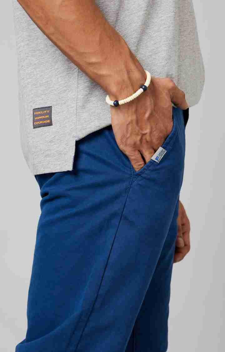 Men's Dazzling Blue Lycra Chinos