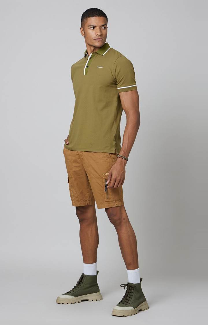 Men s Khaki Cotton Shorts