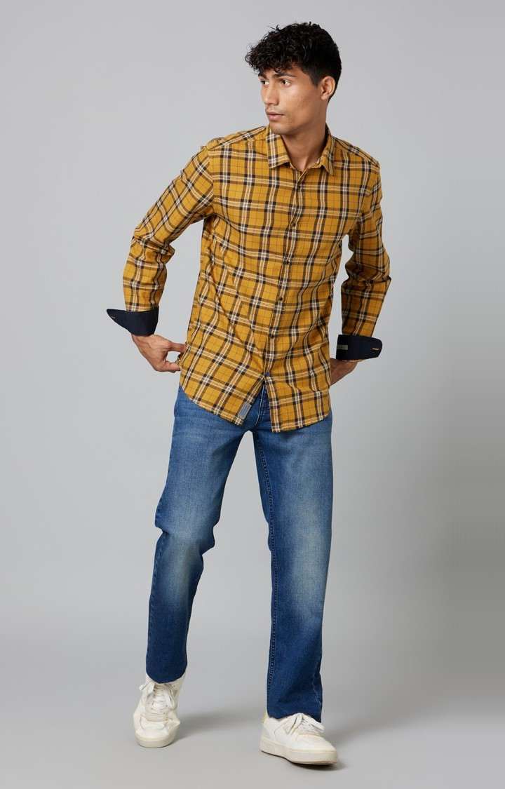Men's Mid Indigo Cotton Regular Jeans