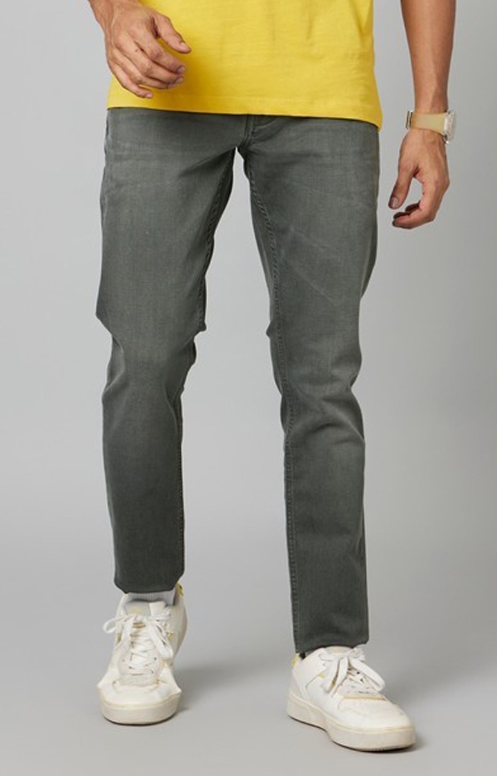 FORCE IX | Men's Olive Green Cotton Regular Jeans
