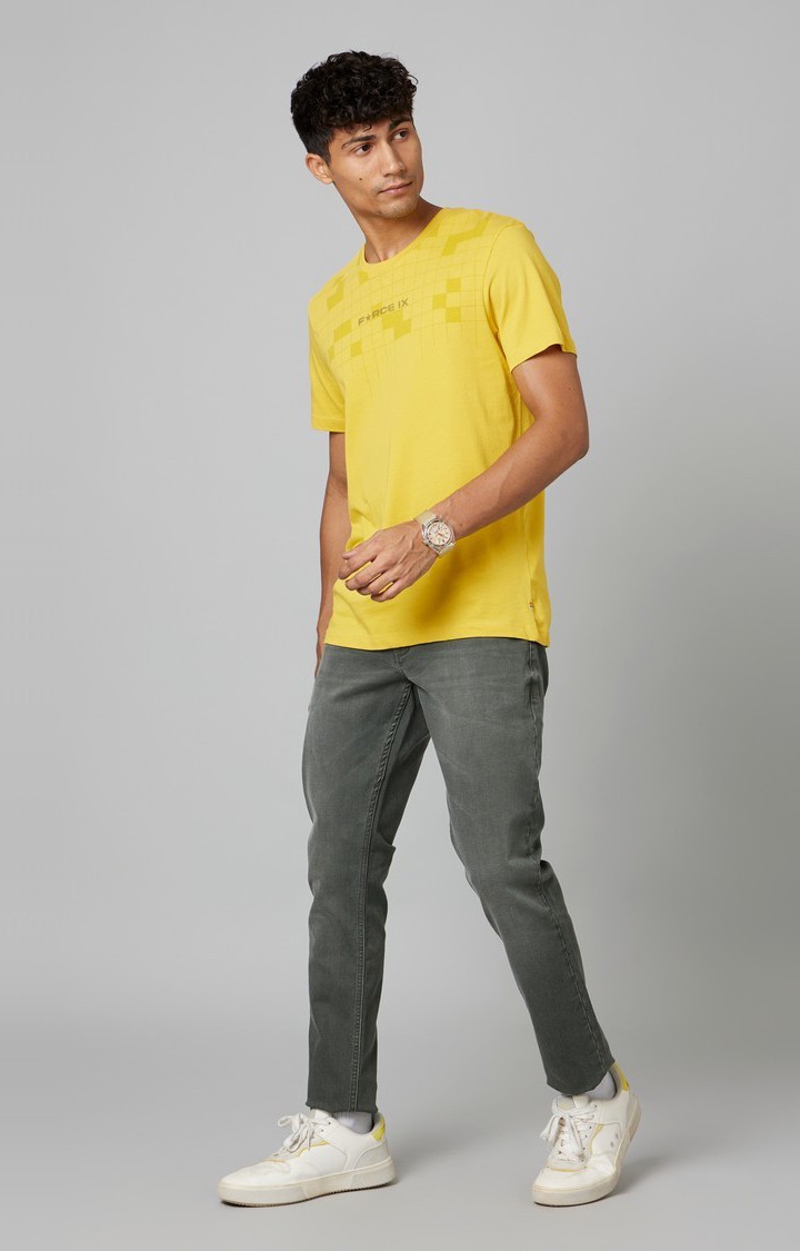 Men's Olive Green Cotton Regular Jeans