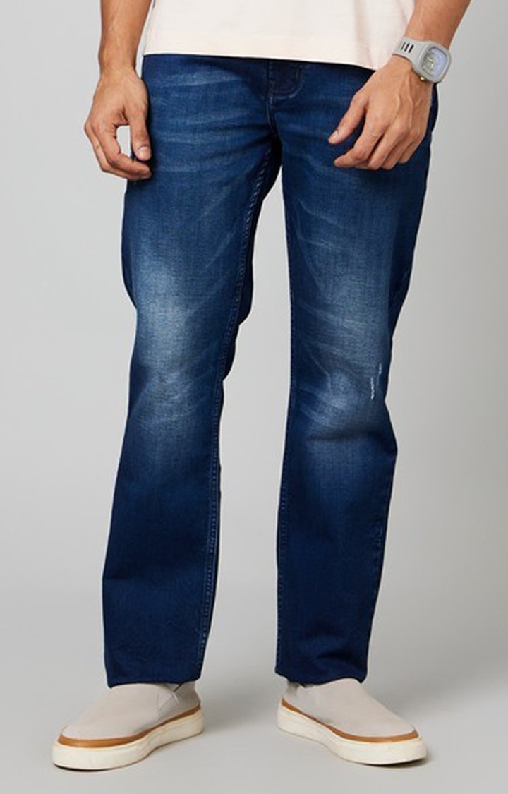 FORCE IX | Men's Navy Blue Cotton Regular Jeans