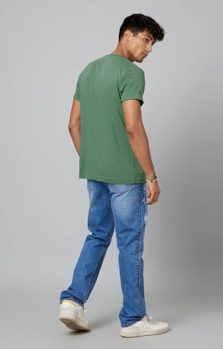 Men's Blue Cotton Ripped Jeans